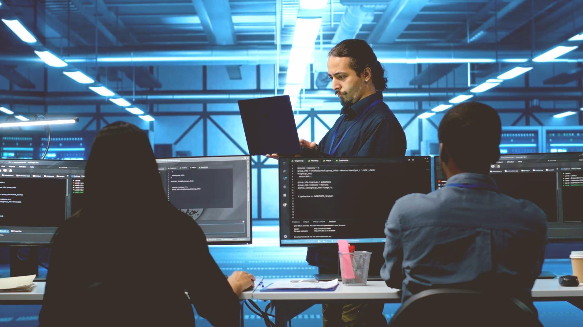 Advanced blockchain development workspace showing smart contract architecture
